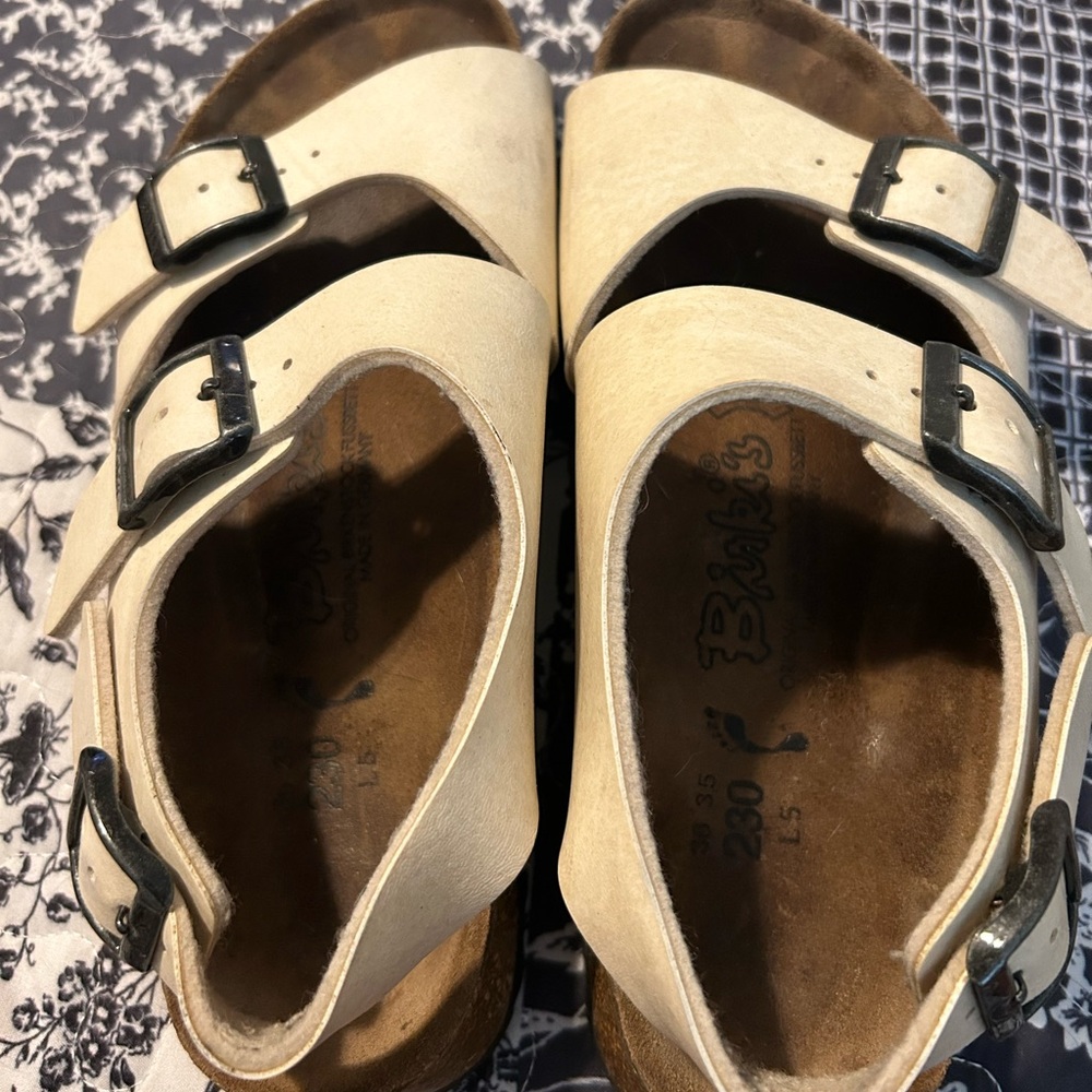 Cream colored Birkenstock sandals